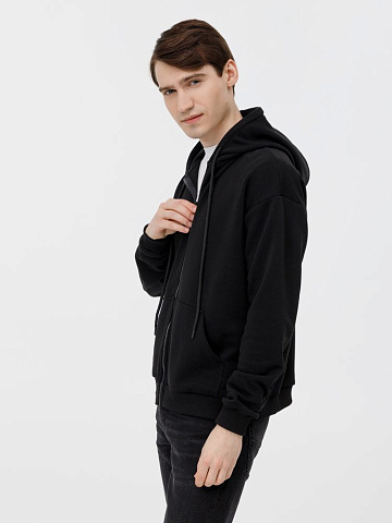 Толстовка унисекс оверсайз на молнии Zippy Terry, черная - рис 3.