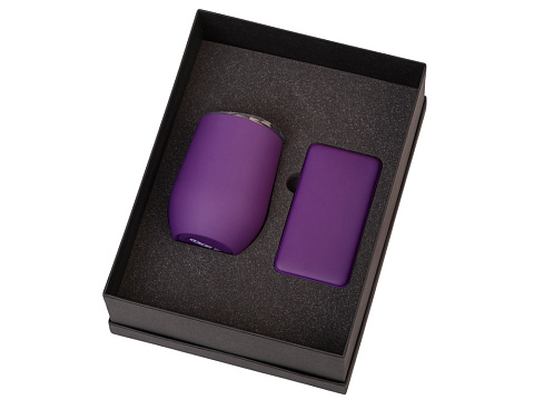 Подарочный набор с термокружкой и повербанком С2, 10000 mAh, фиолетовый - рис 2.