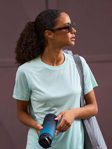 Футболка спортивная женская Vortex Women, темно-синяя с ярко-синим - рис 9.