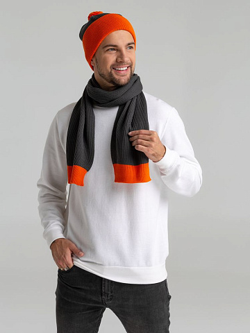 Шарф Snappy, темно-серый (антрацит) с оранжевым - рис 6.