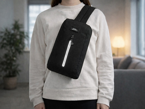 Сумка-слинг Nomad на одно плечо из водостойкого переработанного пластика, черный - рис 8.