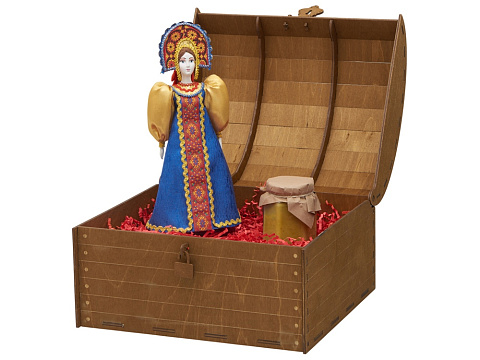 Подарочный набор: кукла фарфоровая, крем-мед, красный - рис 4.