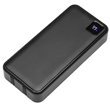 Внешний аккумулятор со встроенными кабелями Фрэйм Про, быстрая зарядка, 20000мач, черный