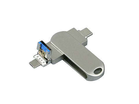 Металлическая флешка для айфона 3 в 1 (i-flash_TYPEC_3_in_1.32.S, I= 32 Гб USB 3.0, Металлический корпус. Без перс.) - рис 2.