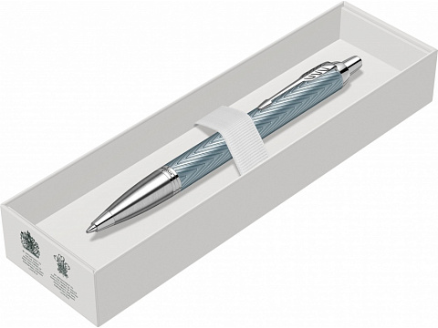 Шариковая ручка Parker IM Premium K318  Blue Grey CT, стержень: M, цвет чернил: blue, в подарочной упаковке. - рис 4.