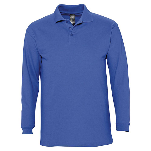Рубашка поло мужская с длинным рукавом Winter II 210 ярко-синяя - рис 2.