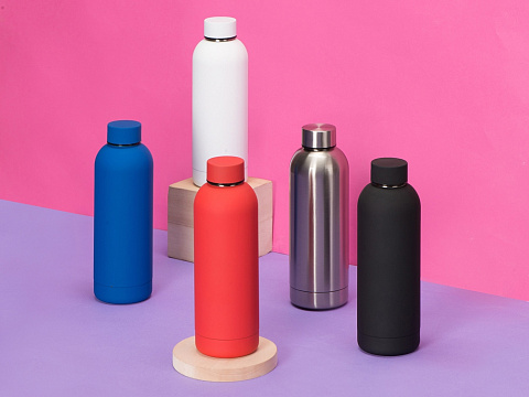 Вакуумная термобутылка Cask Waterline, soft touch, 500 мл, тубус, белый - рис 8.