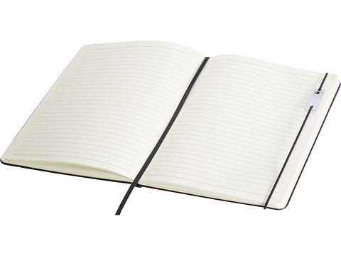 Набор Legato Elegance из блокнота формата А5 в твердой обложке и ручки-роллера, черный/черный - рис 5.