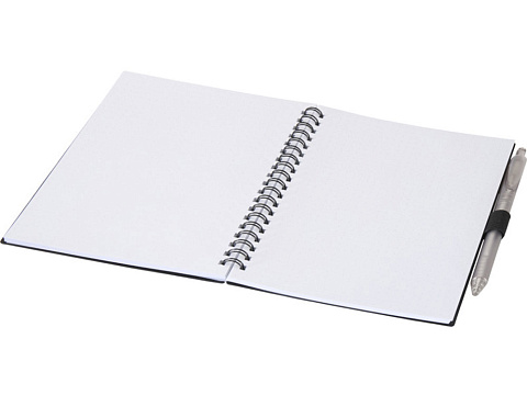 Набор Niove из блокнота из переработанного пластика в мягкой обложке и шариковой ручки (синие чернила) - Черный - рис 4.