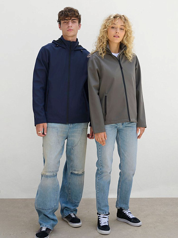 Куртка софтшелл с капюшоном женская Race Women, темно-синяя - рис 7.