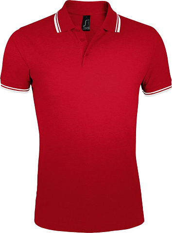 Рубашка поло мужская Pasadena Men 200 с контрастной отделкой, красная с белым - рис 2.