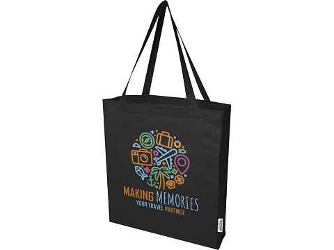 Madras эко- сумка с ластовицей из переработанного хлопка, сертифицированного согласно GRS, плотностью 140 г/м² - сплошной черный - рис 6.