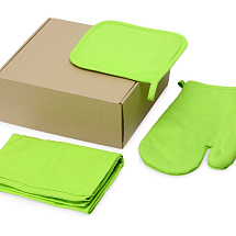 Подарочный набор с фартуком, прихваткой, зеленое яблоко