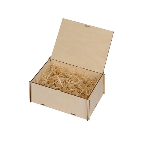 Деревянная коробка из березы с наполнителем-стружкой (21х16 см) - рис 2.