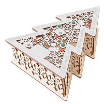 Шкатулка из фанеры в виде елки Firytale , серебристая