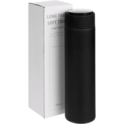 Смарт-бутылка с заменяемой батарейкой Long Therm Soft Touch, черная - рис 10.