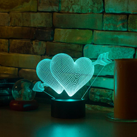 3D светильник Два сердца - рис 5.