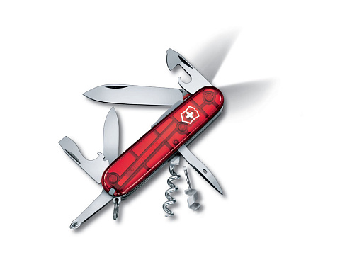 Нож перочинный VICTORINOX Spartan Lite, 91 мм, 15 функций, полупрозрачный красный