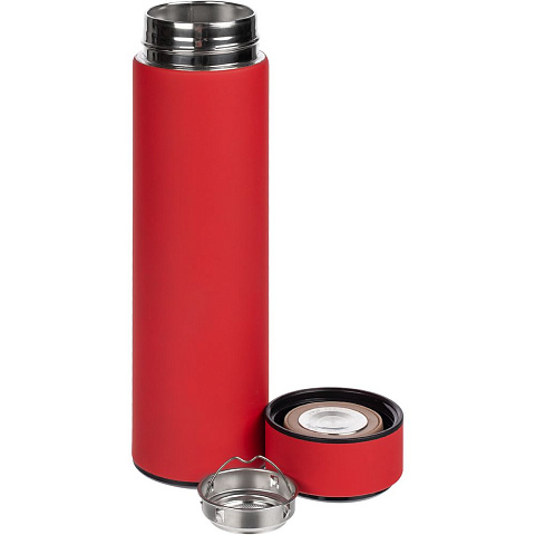 Смарт-бутылка с заменяемой батарейкой Long Therm Soft Touch, красная - рис 3.