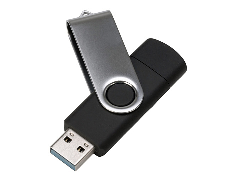 USB3.0/USB Type-C флешка на 32 Гб Квебек C, черный - рис 2.