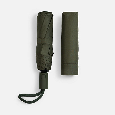 Зонт складной Cloudex, зеленый (хаки) - рис 5.