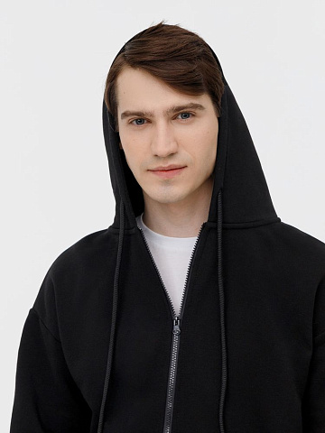 Толстовка унисекс оверсайз на молнии Zippy Terry, черная - рис 4.