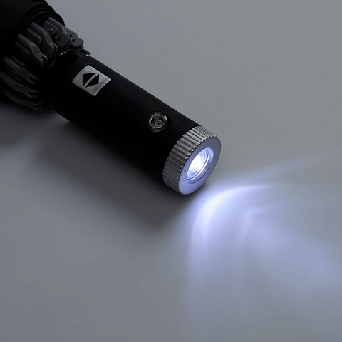 Зонт обратного сложения Norsken с фонариком, черный - рис 9.