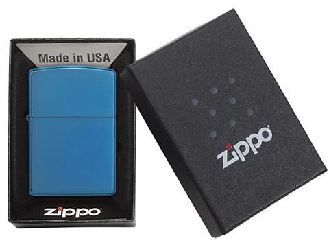 Зажигалка ZIPPO Classic с покрытием Sapphire™, латунь/сталь, синяя, глянцевая, 38x13x57 мм - рис 4.