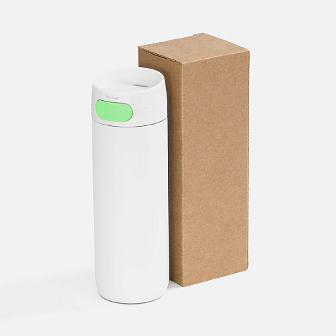 Термостакан X1 с цветной кнопкой, белый с зеленым - рис 6.