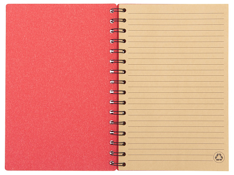 Блокнот на спирали в картонной обложке с переработанной бумагой Mania, красный - рис 3.
