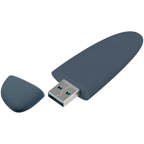 Флешка Pebble, серо-синяя, USB 3.0, 16 Гб - рис 3.