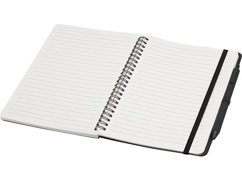 Блокнот Thalaasa формата А5 в твердой обложке из океанического пластика с шариковой ручкой - сплошной черный - рис 4.