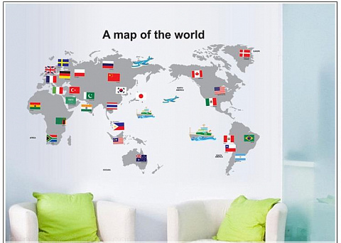 Наклейка декоративная Карта мира - рис 2.