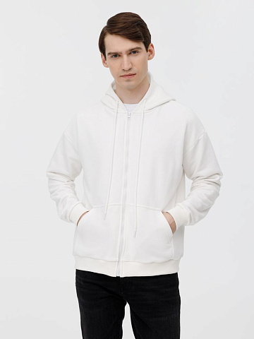 Толстовка унисекс оверсайз на молнии Zippy Terry, белая - рис 9.