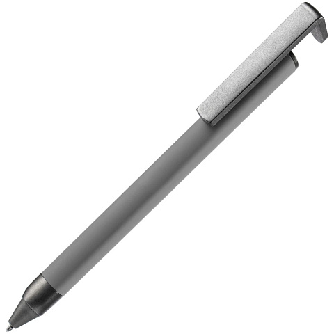 Ручка шариковая Standic с подставкой для телефона, серая - рис 2.