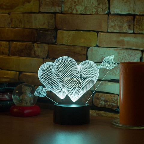 3D светильник Два сердца - рис 7.