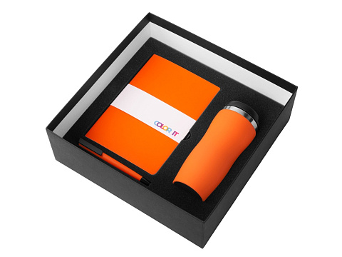 Подарочный набор c блокнотом С2, ручкой и термокружкой Mony Steel, оранжевый - рис 2.