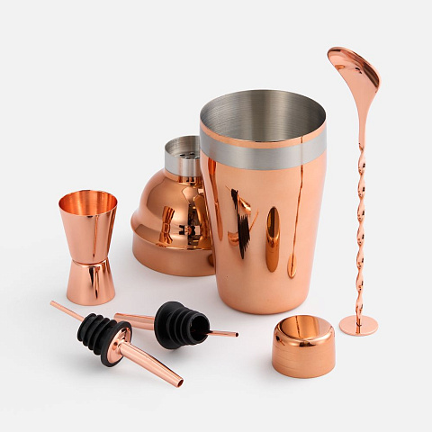 Набор для приготовления коктейлей Pourpour, медный с серебристой линией - рис 3.