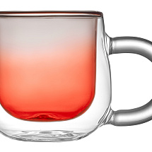 Кружка с двойными стенками с широкой ручкой и градиентным покрытием Fog, красный