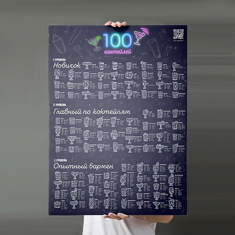 Скретч постер на стену "100 коктейлей" - рис 2.