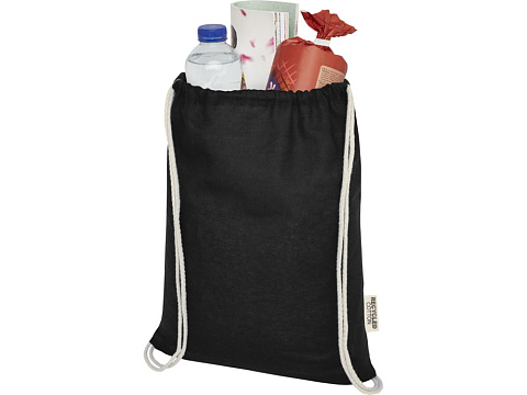 Oregon сумка-кисет из переработанного хлопка, сертифицированного согласно GRS, плотностью 140 г/м² - сплошной черный - рис 3.