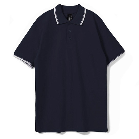 Рубашка поло мужская с контрастной отделкой Practice 270, темно-синий/белый - рис 2.