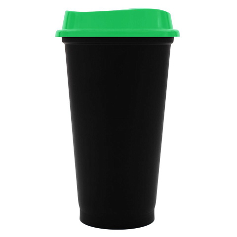 Стакан с крышкой Color Cap Black, черный с зеленым - рис 2.