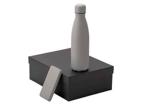 Подарочный набор с термобутылкой и повербанком С2, серый