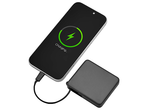 Внешний аккумулятор со встроенным кабелем USB-C Дэнси, 5000 мАч, черный - рис 3.