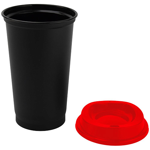 Стакан с крышкой Color Cap Black, черный с красным - рис 3.