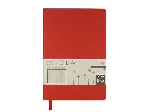 Скетчбук Sketch & Art в мягком переплете 140х210 мм, 100 л. бежевой бумаги 100 гр., красный - рис 2.