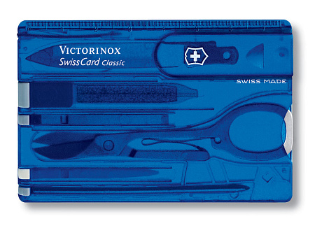 Швейцарская карточка VICTORINOX SwissCard Classic, 10 функций, полупрозрачная синяя - рис 2.