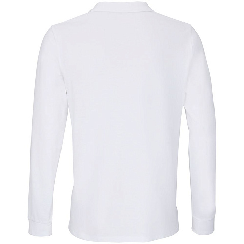Рубашка поло унисекс с длинным рукавом Planet LSL, белая - рис 4.