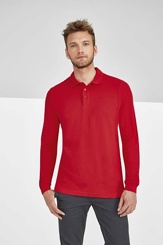 Рубашка поло мужская с длинным рукавом Winter II 210 красная - рис 6.